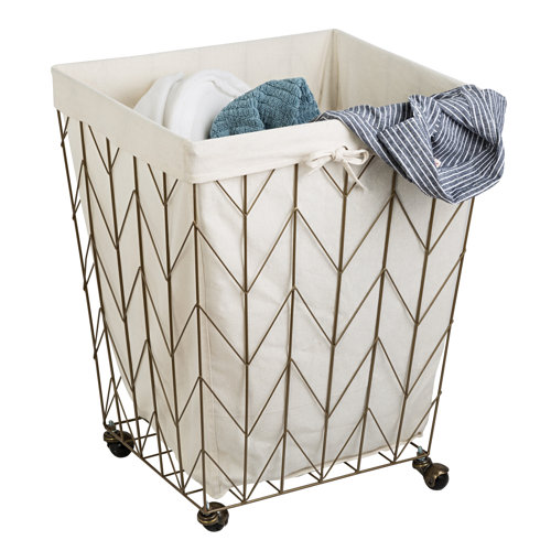 Gracie Oaks Coastal Decorative Rolling Laundry Hamper & Reviews Wayfair